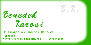 benedek karosi business card